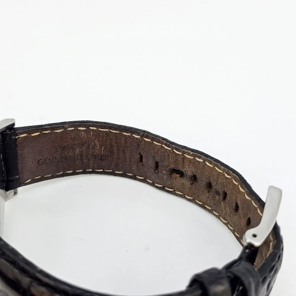 DKNY Women's Watch‎ 36MM Gray Dial Black Leather Band Straps New Battery